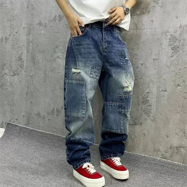 Brand Splicing Jeans Autumn Fa - Streetwear Brand Denim review and price