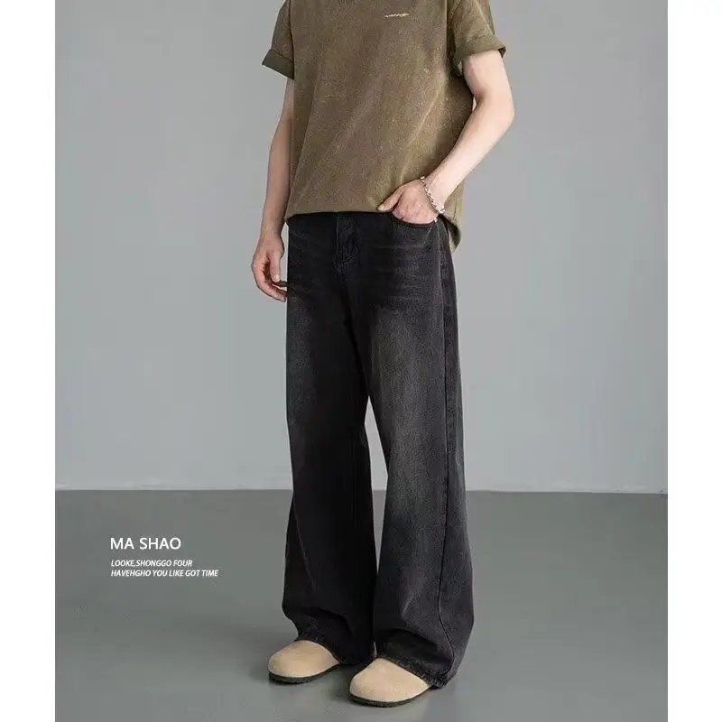Korean Fashion Men Wide Leg Je - Streetwear Brand Denim review and price